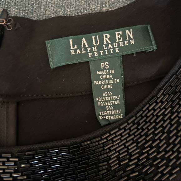 Ralph Lauren black sleeveless dress, beaded neckline Sz Petite small - Picture 3 of 5